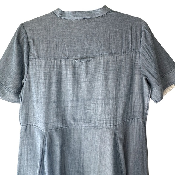 ANTHROPOLOGIE HOLDING HORSES BLUE CHAMBRAY COTTON DRESS STRIPED UNDERSKIRT | 4 - Picture 10 of 14